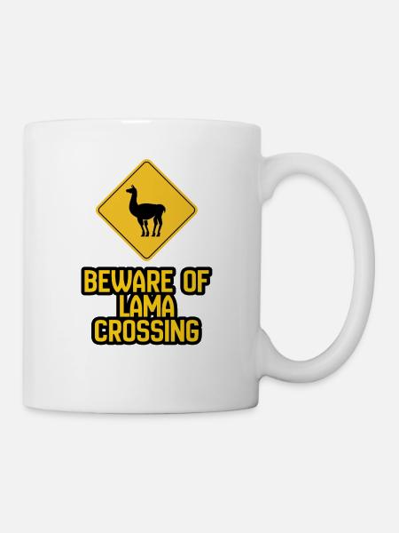 Lama Crossing Warning Sign - Mug - white
