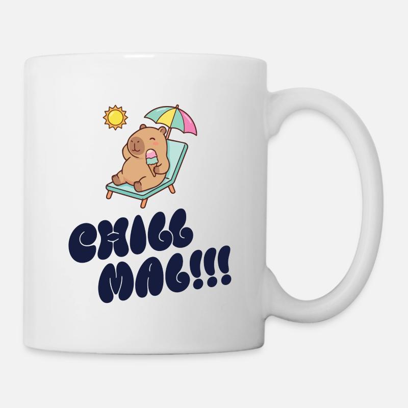 Un ours solaire sur la plage avec de la glace - Mug blanc - blanc