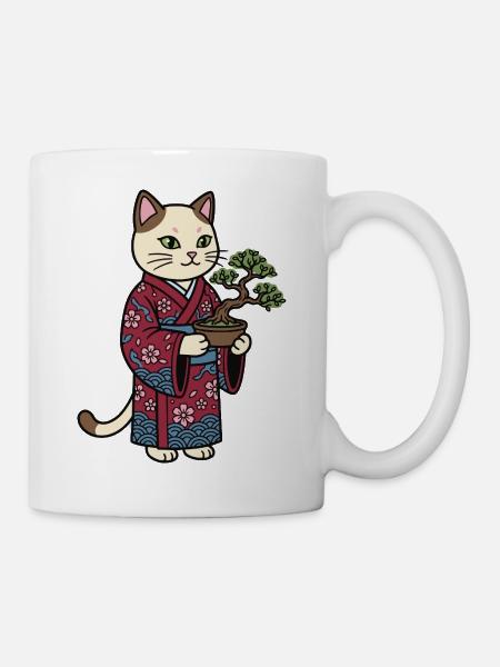 Katzen-Japanisch - Tasse - Weiß