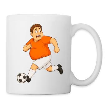 Fußballspieler mit Ball - Tasse - Weiß - Rechts