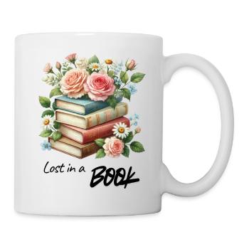 Stack of flowers from books - Mug - white - Right