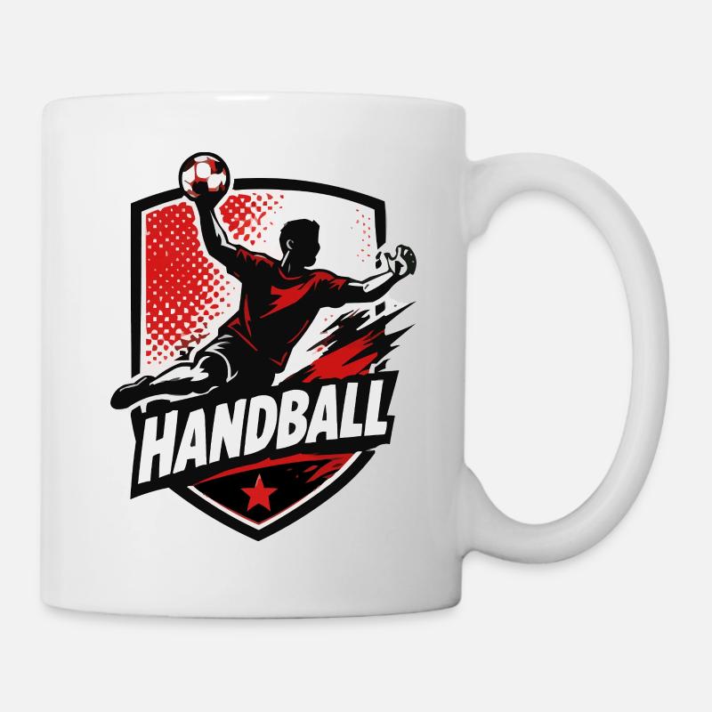 Motif de bouclier de handball avec balle - Mug blanc - blanc