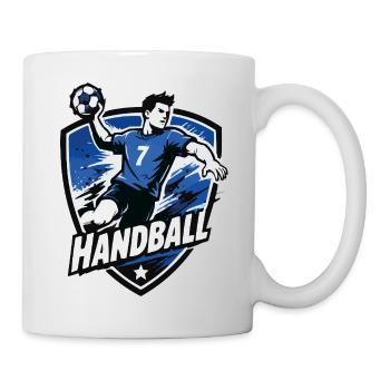 Bouclier bleu de l’attaquant de handball - Mug blanc - blanc - Droite
