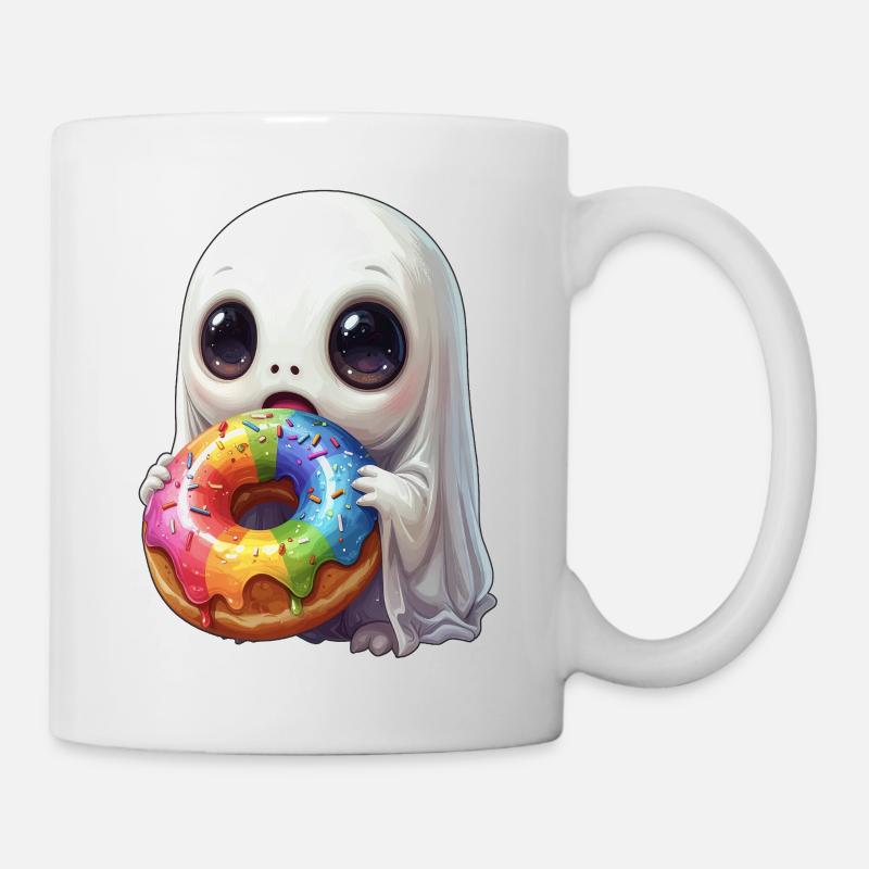 Fantôme de beignet flippant et mignon - Mug blanc - blanc
