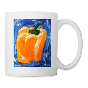 Orange pepper in expressionism - Mug - white - Right