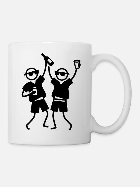 Party Freunde Strichmännchen - Tasse - Weiß