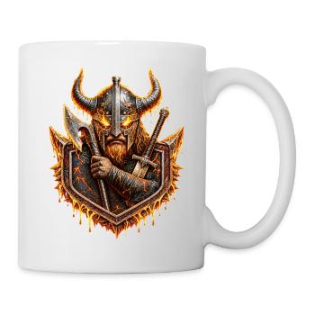 Guerrier de lave viking – Guerrier au casque de feu nordique - Mug blanc - blanc - Droite