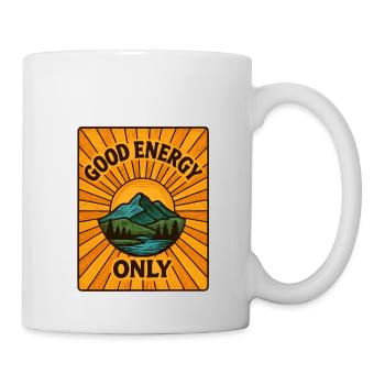 Good energy only mountain scenery - Mug - white - Right