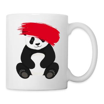 Panda mit roter Farbspur Comic Motiv - Tasse - Weiß - Rechts