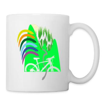 Cycle path mountains rainbow - Mug - white - Right