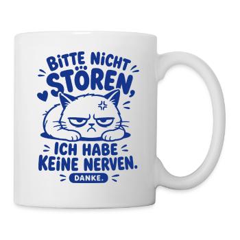 Bitte Nicht Stören Katze Humor - Tasse - Weiß - Rechts