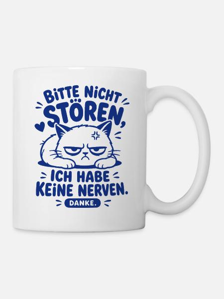 Bitte Nicht Stören Katze Humor - Tasse - Weiß