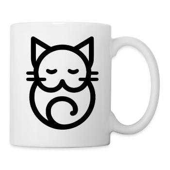 Minimalist Geometric Sleeping Cat Line Art - Mug - white - Right