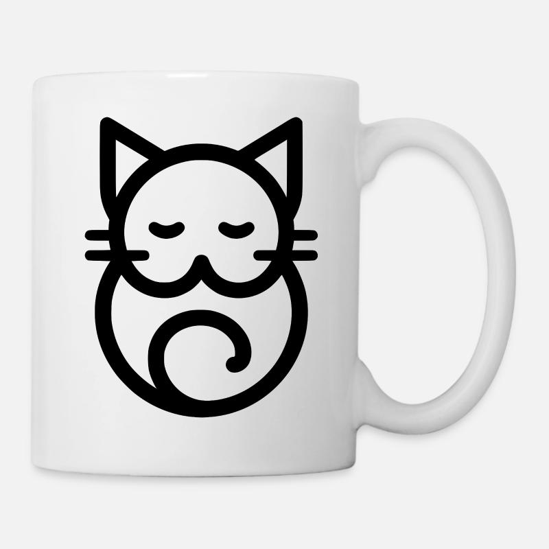 Art géométrique minimaliste de chat endormi - Mug blanc - blanc