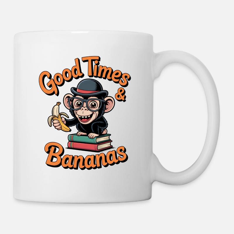 Singe : bonne soirée et bananes - Mug blanc - blanc