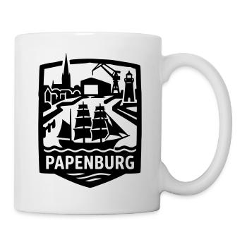 Papenburg Wahrzeichen Silhouette - Tasse - Weiß - Rechts