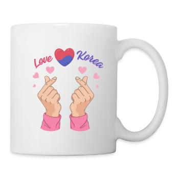 Cadeau K-Pop Corée Cœur Cœur Doigt - Mug blanc - blanc - Droite
