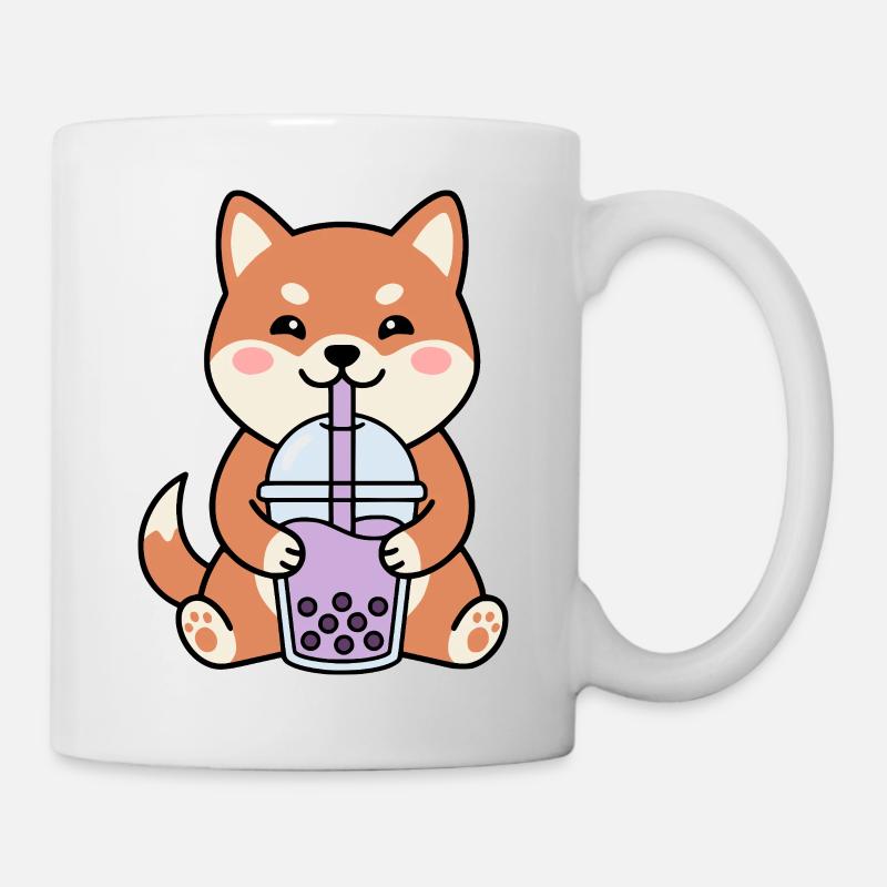 Shiba Inu Bubble Tea Charm - Mug - white