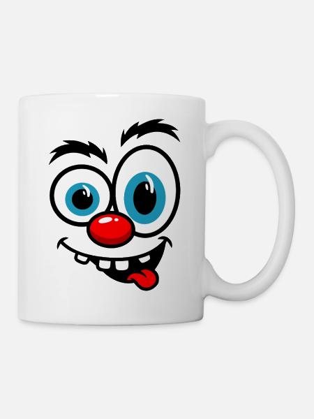Bunte Clown-Karikatur - Tasse - Weiß
