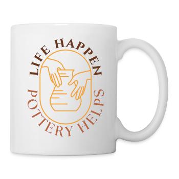 Topfkunst Helfer: Hände formen Ton - Tasse - Weiß - Rechts