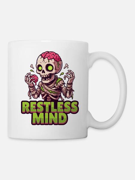 Restless Mind Skelett Psychologie Schädel Makaber - Tasse - Weiß