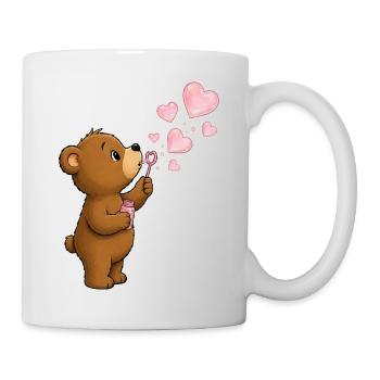 Cute Bear with Heart Soap Bubbles Motif - Mug - white - Right