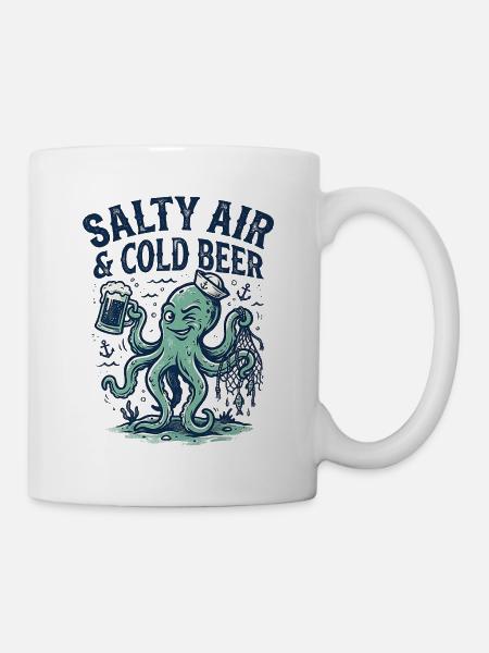 Kaltes Bier Tintenfisch - Tasse - Weiß