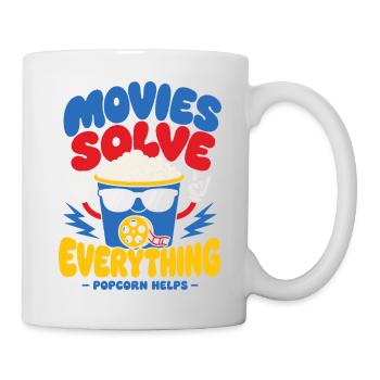 Movies Solve Everything Popcorn - Tasse - Weiß - Rechts