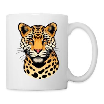Leopard Leopardenkopf Geschenk Katzenliebhaber - Tasse - Weiß - Rechts