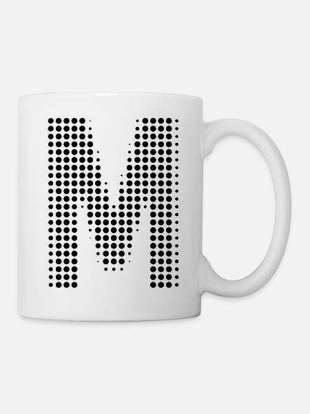 Buchstabe M – Punktmuster Initial Design - Tasse - Weiß