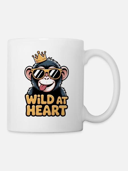 Affe mit Krone - Tasse - Weiß