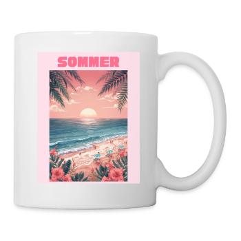 Sommerstrand Sonnenuntergang - Tasse - Weiß - Rechts