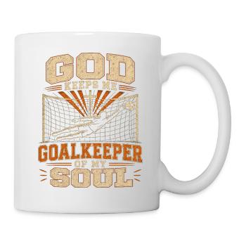God guards my soul goalkeeper faith Philippians 4 - Mug - white - Right