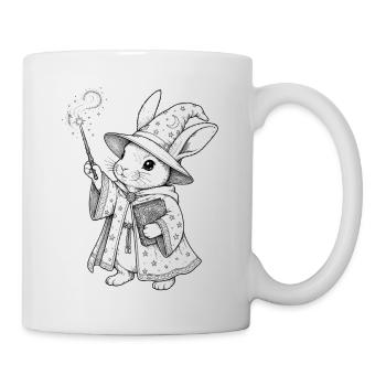 Hasen-Zauberer im Sternenmantel - Tasse - Weiß - Rechts