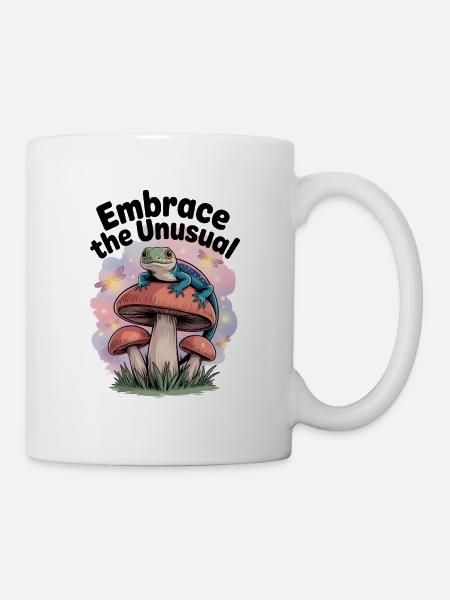 Eidechse auf einem Pilz: Einzigartigkeit - Tasse - Weiß