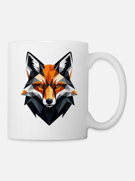 Geometrischer Fuchs Kopf - Tasse - Weiß