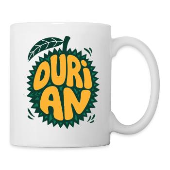 Durian Frucht Logo mit Stacheln - Tasse - Weiß - Rechts