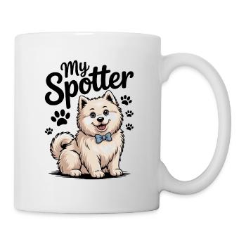 Flauschiger Hund mit blauer Fliege - Tasse - Weiß - Rechts