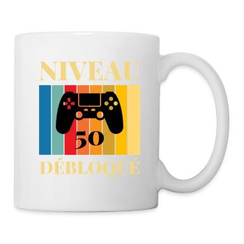 Niveau 50 Debloque T-Shirt Cadeau Humour - Mug blanc - blanc - Droite