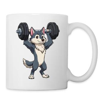 Loup avec haltère - Mug blanc - blanc - Droite