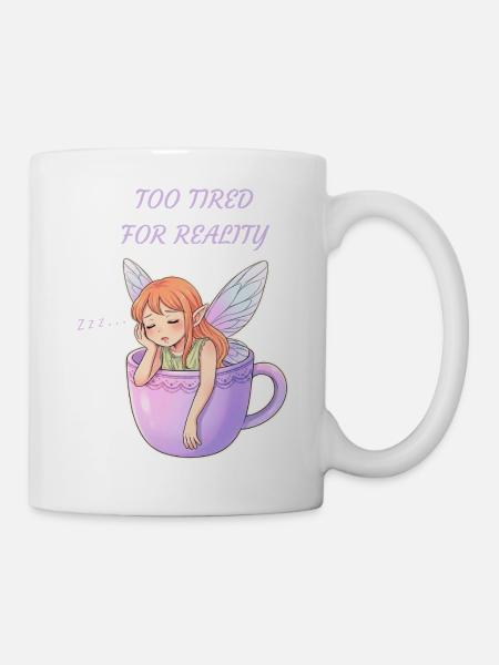Tired Fairy Sleeping In The Mug - Mug blanc - blanc