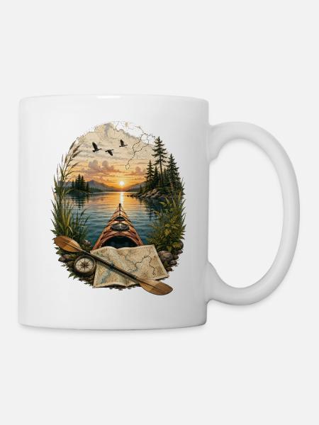 Kajak-Abenteuer bei Sonnenuntergang - Tasse - Weiß