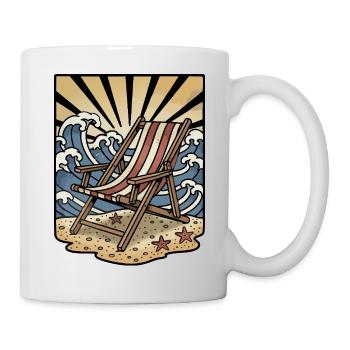 Strandstuhl Sonnenliege Wellen Retro - Tasse - Weiß - Rechts