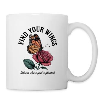 Butterfly over a rose: wings and flower - Mug - white - Right