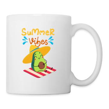 Ambiance estivale avec avocat - Mug blanc - blanc - Droite
