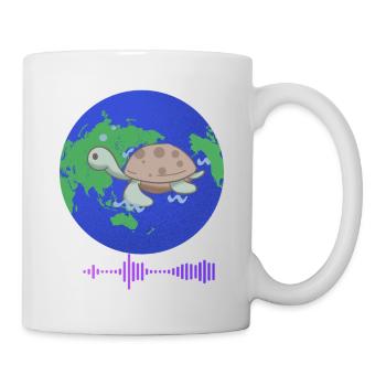 Schildkröte auf dem Globus mit Schallwelle - Tasse - Weiß - Rechts