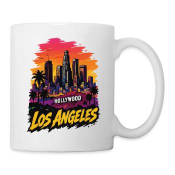 Pop Art de la Skyline du Coucher de Soleil de Los Angeles - Mug blanc - blanc - Droite
