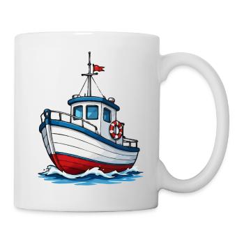 Motif de dessin animé de bateau côtier - Mug blanc - blanc - Droite