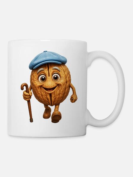 Wallnuss geht Spazieren - Tasse - Weiß