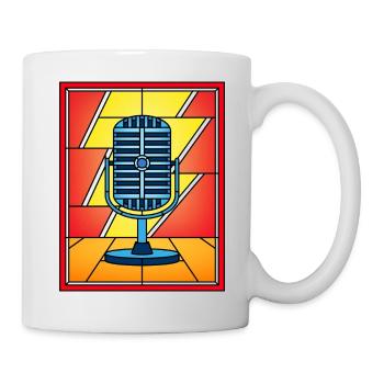 Buntglas-Retro-Mikrofon mit Blitz - Tasse - Weiß - Rechts